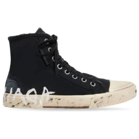 Paris Sneaker ad alto gambale “Cotone nero strappato e gomma bianca con graffiti” 688752W3RR41099