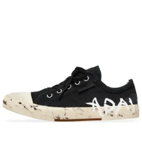 Paris Sneaker bassa con graffiti “Cotone strappato bianco e nero” 688757W3RR51099