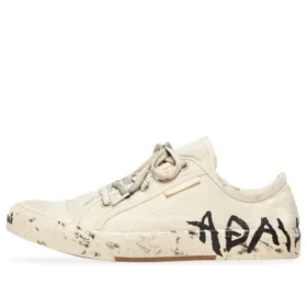 Paris Sneaker bassa “Cotone bianco strappato e gomma bianca con graffiti” 688757W3RR59010