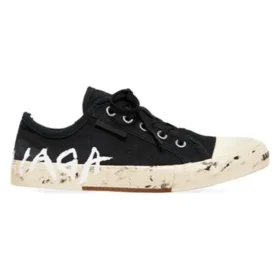 Paris Sneaker bassa “Cotone nero strappato e gomma bianca con graffiti” 688754W3RR51099