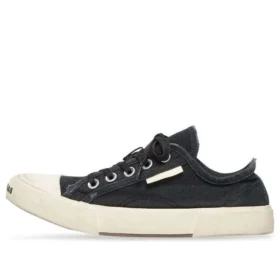Paris Sneaker basse “Cotone strappato nero e gomma bianca” 688754W3RC21090