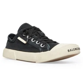 Paris Sneaker basse “Cotone strappato nero e gomma bianca” 688754W3RC21090