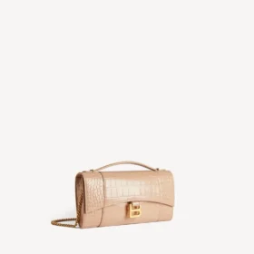 Pochette da donna Hourglass con catena in color nude