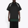 Polo casual da uomo Balenciaga FW21 a doppio strato con maniche corte, nera 661507TKVA51042