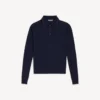 Polo da uomo a maniche lunghe in maglia, colore blu navy