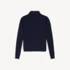 Polo da uomo a maniche lunghe in maglia, colore blu navy