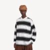 Polo da uomo a maniche lunghe in nero/bianco Polo da uomo a maniche lunghe in nero/bianco