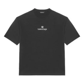 Polo da uomo Balenciaga con stampa alfabetica a maniche corte, nero 612966TJVD91034