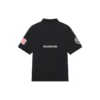 Polo da uomo Balenciaga x NASA Crossover FW21 in cotone con stampa spaziale, tinta unita, nera 662493TKVG11070