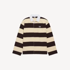 Polo da uomo in marrone scuro/beige