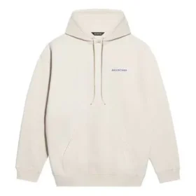 Polo da uomo in pile Balenciaga a maniche lunghe, bianco crema 600583TJVA89055