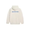Polo da uomo in pile Balenciaga a maniche lunghe, bianco crema 600583TJVA89055