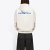 Polo da uomo in pile Balenciaga a maniche lunghe, bianco crema 600583TJVA89055
