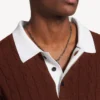 Polo sportiva da uomo con toppe a blocchi in bordeaux/multicolore