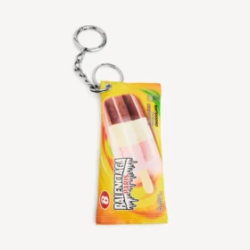Portachiavi/ciondolo da uomo a forma di sacchettino per snack in giallo