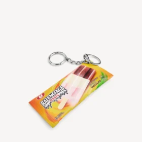 Portachiavi/ciondolo da uomo a forma di sacchettino per snack in giallo