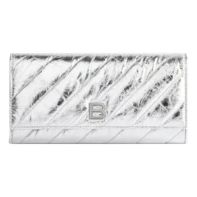 Portafoglio Crush con catena, trapuntato metallizzato “Silver” 781723210IW8110
