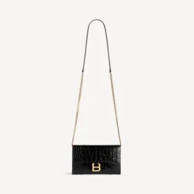 Portafoglio da donna Hourglass con catena, nero