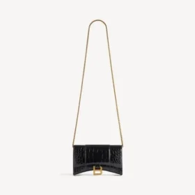 Portafoglio da donna Hourglass con catena, nero