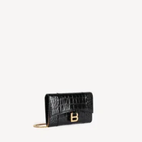 Portafoglio da donna Hourglass con catena, nero