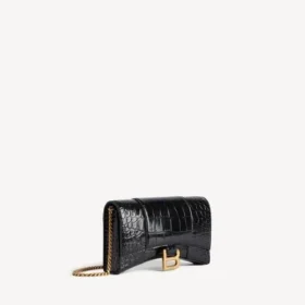 Portafoglio da donna Hourglass con catena, nero