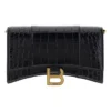 Portafoglio Hourglass con catena e motivo coccodrillo in rilievo “Nero” 6560501LRGM1000
