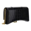 Portafoglio Hourglass con catena e motivo coccodrillo in rilievo “Nero” 6560501LRGM1000