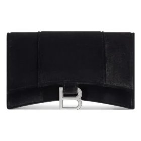 Portafoglio Hourglass in jersey di velluto con catena “Black” 6560502AAPT1000