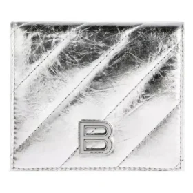 Portamonete e portacarte Crush con patta, trapuntato metallizzato “Silver” 766461210IW8110