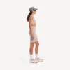 Pantaloncini da ciclismo da donna senza cuciture in stile techwear, color nude