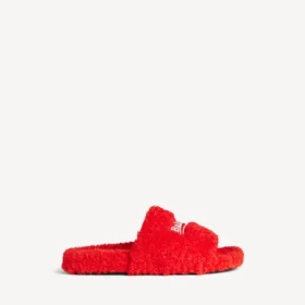 Sabot aperti da uomo con pelliccia in arancione pop/bianco/rosso