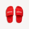 Sabot aperti da uomo con pelliccia in arancione pop/bianco/rosso