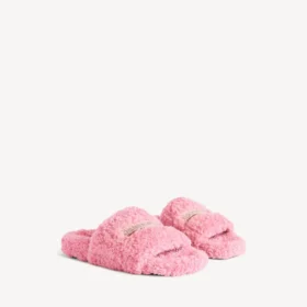 Sabot aperto da donna con pelliccia in rosa dolce