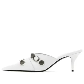 Sabot con scarpa col tacco Cagole “Pelle di agnello bianca” 714253WAD4E9081