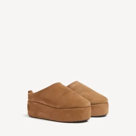 Sabot da donna Alaska Soft con zeppa, colore marrone/bianco
