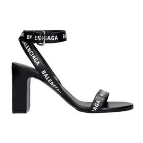 Sandali col tacco e logo su tutta la superficie “Black” 630041WBAE11090