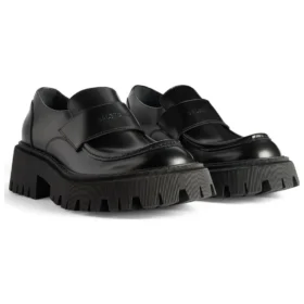 Scarpe mocassini Tractor “Pelle di vitello liscia nera” 760439WA8E91000