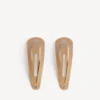 Set di 2 fermagli a scatto Holli XXL da donna in beige/argento lucido