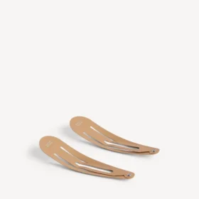 Set di 2 fermagli a scatto Holli XXL da donna in beige/argento lucido