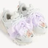 Sneaker da donna con fiocco in stile Track in bianco/rosa Sneaker da donna con fiocco in stile Track in bianco/rosa