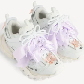 Sneaker da donna con fiocco in stile Track in bianco/rosa