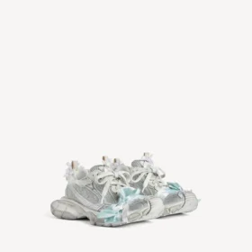 Sneaker da donna con lacci 3XL nei colori tortora/bianco/azzurro