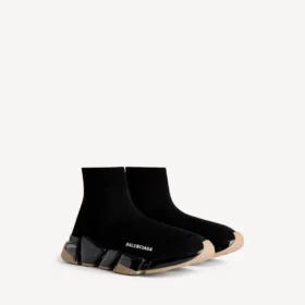 Sneaker da donna Speed 2.0 con suola trasparente interamente in maglia riciclata, colore nero/beige