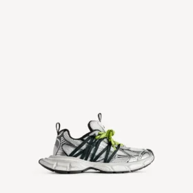 Sneaker da uomo 3XL con lacci incrociati in grigio/giallo neon