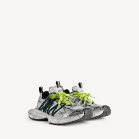 Sneaker da uomo 3XL con lacci incrociati in grigio/giallo neon