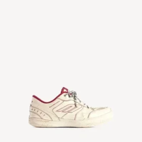 Sneaker da uomo “Hamptons” modello medio con effetto consumato, colore bianco sporco/rosso