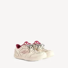 Sneaker da uomo “Hamptons” modello medio con effetto consumato, colore bianco sporco/rosso