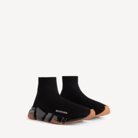 Sneaker da uomo Speed 2.0 con suola trasparente e tomaia in maglia riciclata, colore nero/arancione