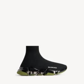 Sneaker da uomo Speed 2.0 con suola trasparente e tomaia in maglia riciclata, colore nero/kaki