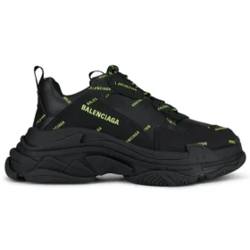 Sneaker Triple S “Allover Logo – Nero e Giallo Fluo” 536737W2FA11070